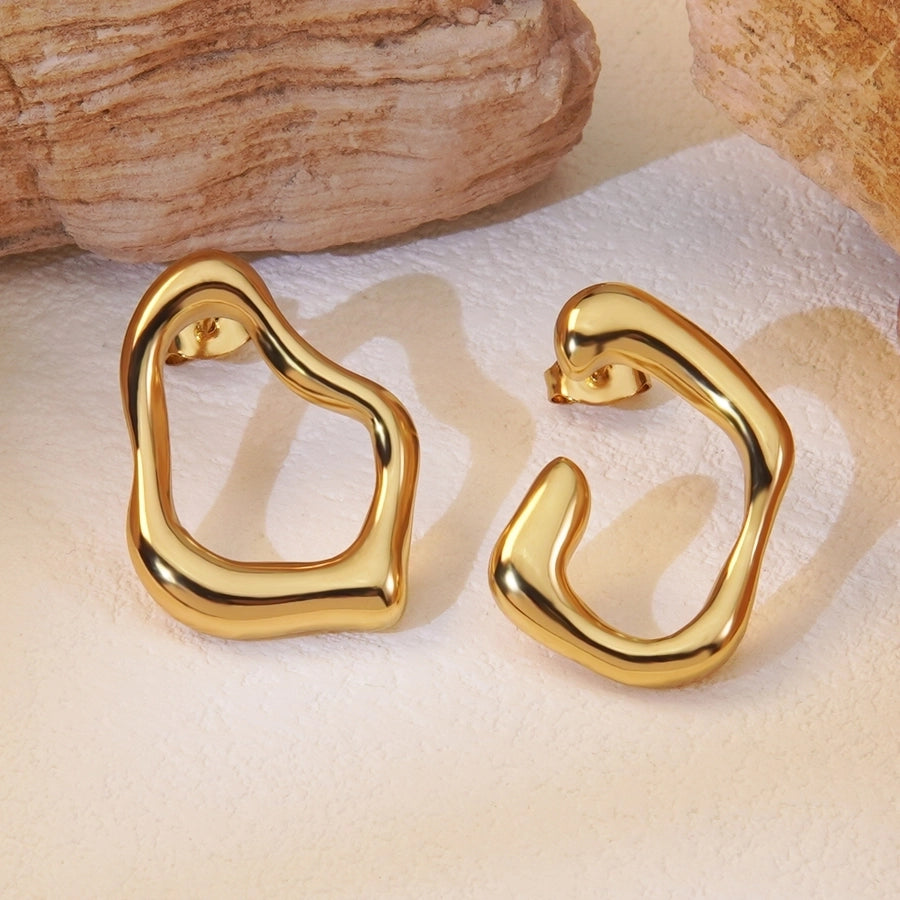 1 Pair Simple Style Classic Style Artistic Asymmetrical Irregular Hollow Out 304 Stainless Steel Imitation Gold  Ear Studs - Kliphs Jewelry