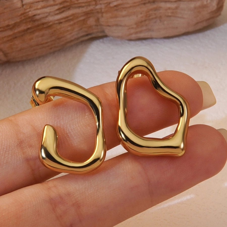 1 Pair Simple Style Classic Style Artistic Asymmetrical Irregular Hollow Out 304 Stainless Steel Imitation Gold  Ear Studs - Kliphs Jewelry